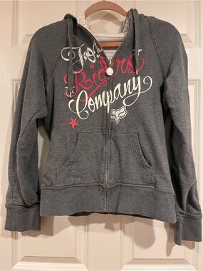 Vintage Fox Gray Zip-Up Reversible Hoodie
